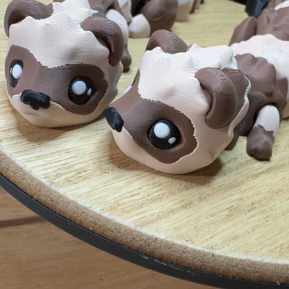 3D Printed Brown and Tan Ferret Figurine, Articulated Fidget Animal - Picture 4 of 7